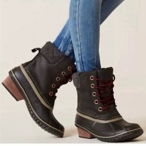 SOREL Slimpack Lace II Black Waterproof Insulated Lace-Up Winter Boots, size 8